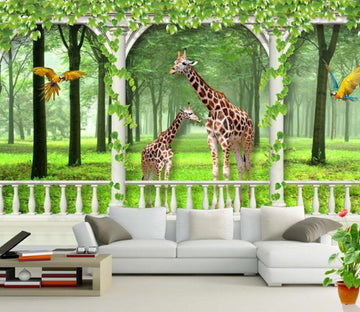 3D Fence Forest Deer Wallpaper AJ Wallpaper 1 