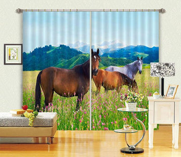3D Grassland Horses 48 Curtains Drapes Wallpaper AJ Wallpaper 