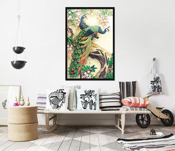 3D Beautiful Peacock 084 Fake Framed Print Painting Wallpaper AJ Creativity Home 
