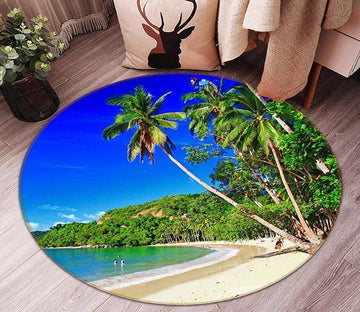 3D Tropical Beach Scenery 46 Round Non Slip Rug Mat Mat AJ Creativity Home 