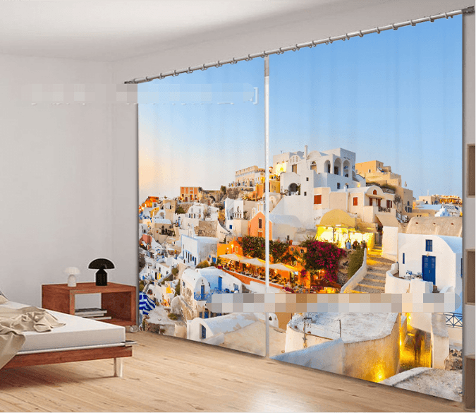 3D Pretty Santorini Island 1119 Curtains Drapes Wallpaper AJ Wallpaper 