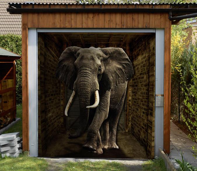 3D Big Elephant 404 Garage Door Mural Wallpaper AJ Wallpaper 