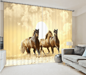 3D Beach Horses 1012 Curtains Drapes Wallpaper AJ Wallpaper 
