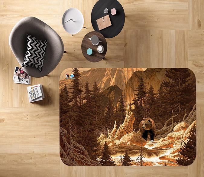 3D Mountain Bear 129 Non Slip Rug Mat Mat AJ Creativity Home 