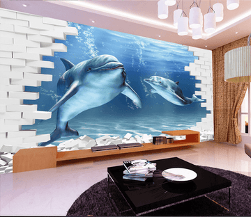 Two Dolphins Wallpaper AJ Wallpaper 