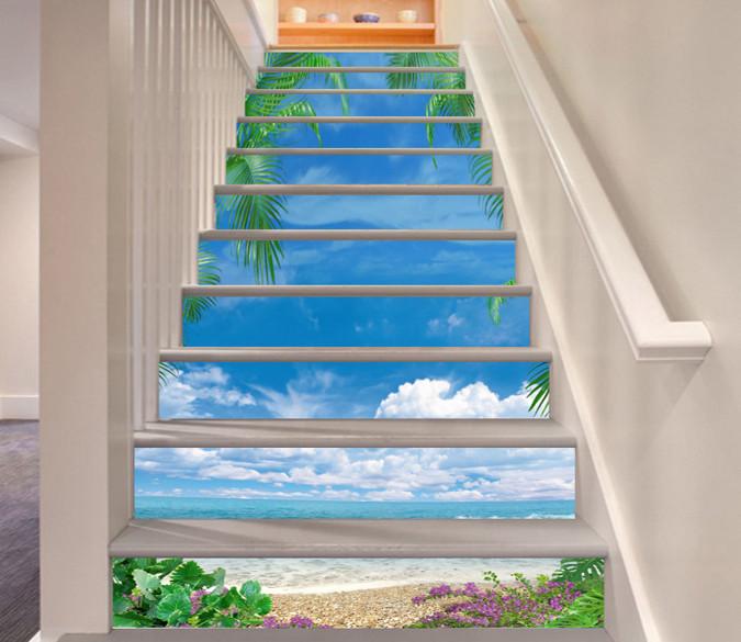 3D Pretty Beach Scenery 312 Stair Risers Wallpaper AJ Wallpaper 