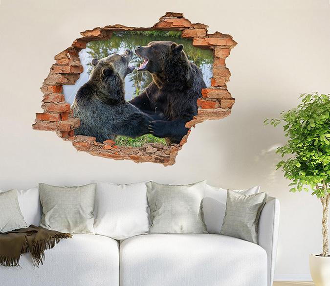 3D Funny Bears 181 Broken Wall Murals Wallpaper AJ Wallpaper 