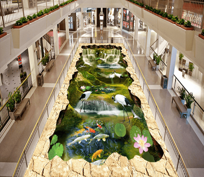 3D Cranes Floor Mural Wallpaper AJ Wallpaper 2 