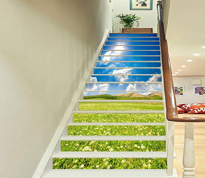 3D Grassland Flowers 1460 Stair Risers Wallpaper AJ Wallpaper 