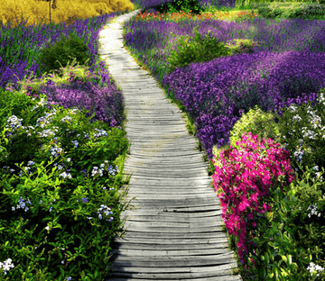 3D Flowers Wood Path Floor Mural Wallpaper AJ Wallpaper 2 