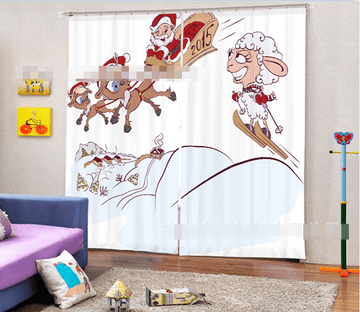 3D Santa Claus And Sheep 2097 Curtains Drapes Wallpaper AJ Wallpaper 