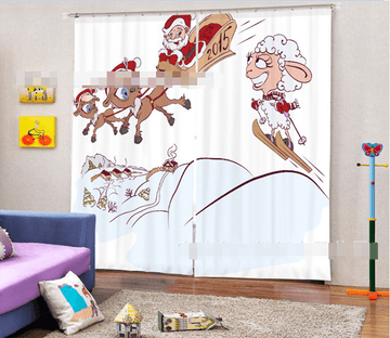 3D Santa Claus And Sheep 2097 Curtains Drapes Wallpaper AJ Wallpaper 