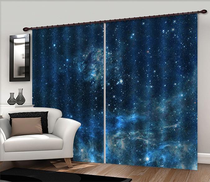 3D Blue Stars Sky 639 Curtains Drapes Wallpaper AJ Wallpaper 