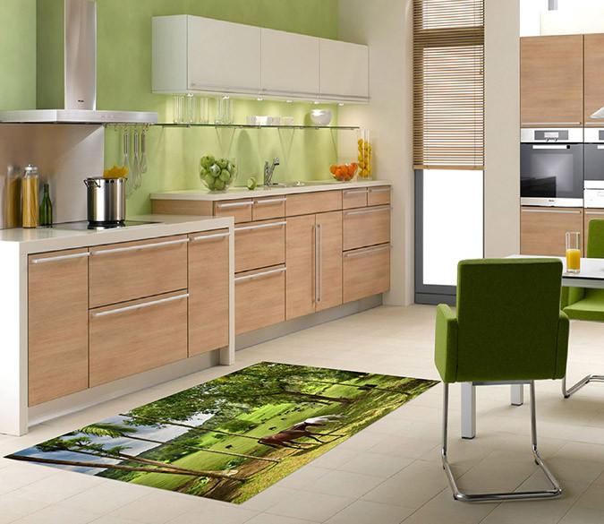 3D Horse Ranch Trees 625 Kitchen Mat Floor Mural Wallpaper AJ Wallpaper 