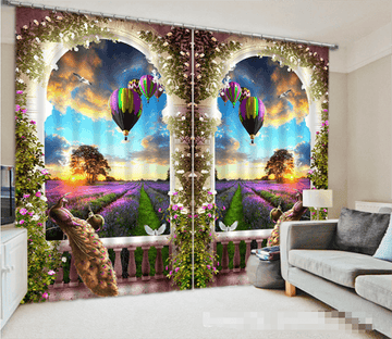 3D Flowers Field Pillars 1102 Curtains Drapes Wallpaper AJ Wallpaper 