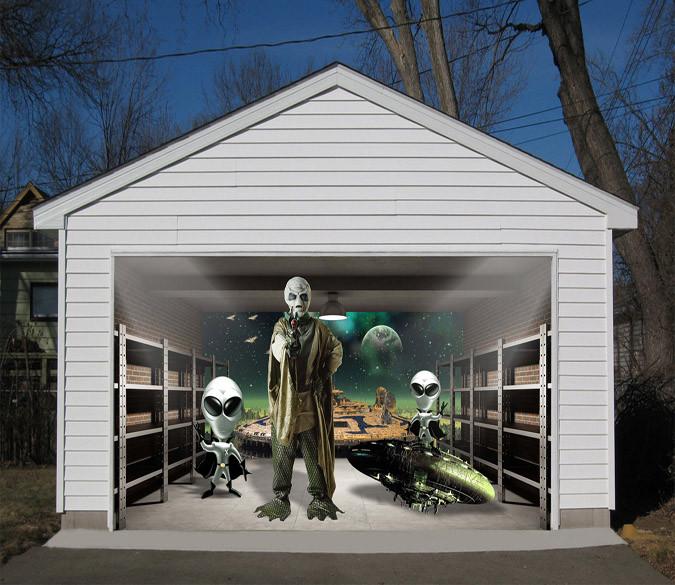 3D Aliens 400 Garage Door Mural Wallpaper AJ Wallpaper 