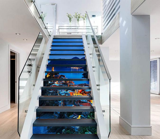 3D Seaside Beautiful Town 940 Stair Risers Wallpaper AJ Wallpaper 