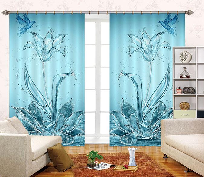 3D Water Flowers Birds 2469 Curtains Drapes Wallpaper AJ Wallpaper 