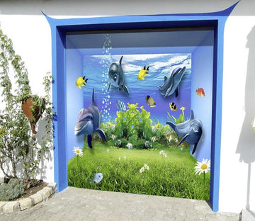 3D Seabed Grassland Dolphins 386 Garage Door Mural Wallpaper AJ Wallpaper 