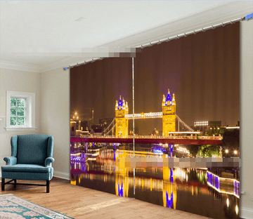 3D London Bridge Nigh View 2191 Curtains Drapes Wallpaper AJ Wallpaper 