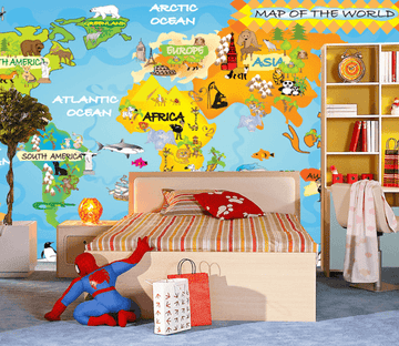 Animals World Map Wallpaper AJ Wallpaper 
