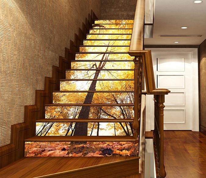 3D Forest Fallen Leaves 1200 Stair Risers Wallpaper AJ Wallpaper 