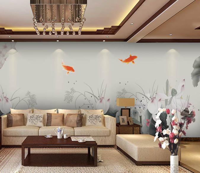 Lotus Carp Pool Wallpaper AJ Wallpaper 