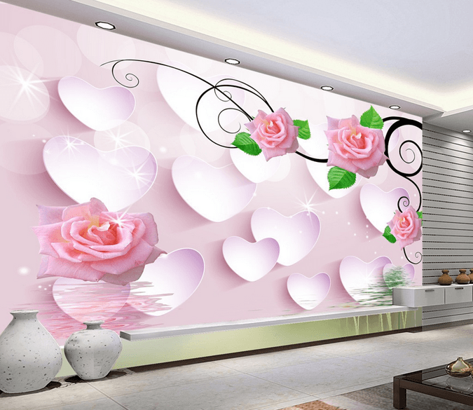 Romantic Pink Flowers Wallpaper AJ Wallpaper 