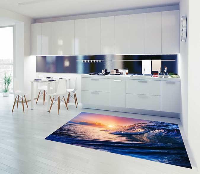 3D Sunset Sea Wave 06 Kitchen Mat Floor Mural Wallpaper AJ Wallpaper 
