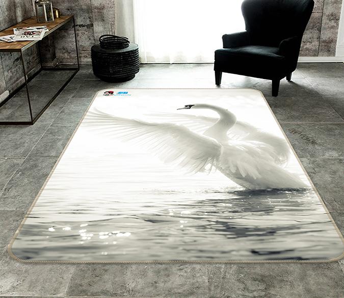 3D Sea White Swan 223 Non Slip Rug Mat Mat AJ Creativity Home 