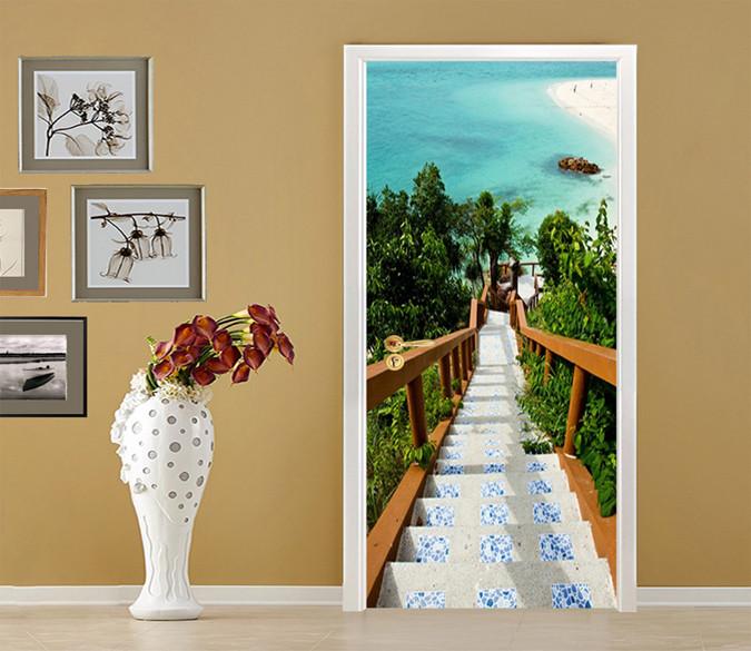 3D Beach Stairs 83 Door Mural Wallpaper AJ Wallpaper 
