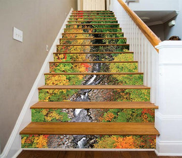 3D Creek Colored Trees 996 Stair Risers Wallpaper AJ Wallpaper 