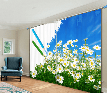 3D Lush Flowers And Pen 1050 Curtains Drapes Wallpaper AJ Wallpaper 