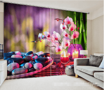 3D Flowers And Stones 1251 Curtains Drapes Wallpaper AJ Wallpaper 