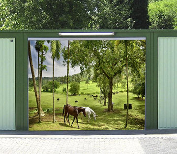 3D Grassland Horses Trees 239 Garage Door Mural Wallpaper AJ Wallpaper 