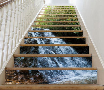 3D Forest Flowing River 489 Stair Risers Wallpaper AJ Wallpaper 