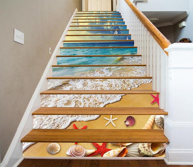 3D Sea Treasures Seagulls 1418 Stair Risers Wallpaper AJ Wallpaper 