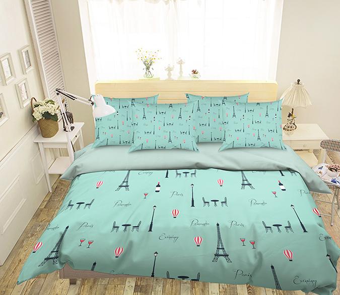3D Eiffel Tower Pattern 202 Bed Pillowcases Quilt Wallpaper AJ Wallpaper 