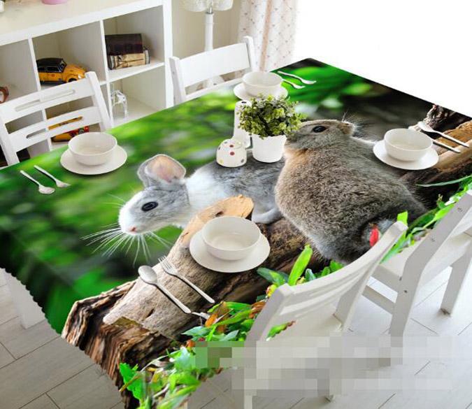 3D Lovely Rabbits 872 Tablecloths Wallpaper AJ Wallpaper 