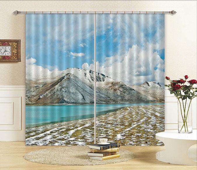 3D Snow Mountain River 433 Beach Curtains Drapes Wallpaper AJ Wallpaper 