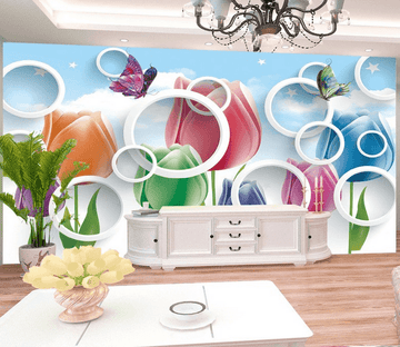 Colorful Tulips And Circles Wallpaper AJ Wallpaper 