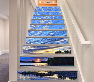3D Lake Sunset Clouds Sky 389 Stair Risers Wallpaper AJ Wallpaper 
