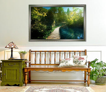 3D Bridge Woods 174 Fake Framed Print Painting Wallpaper AJ Creativity Home 