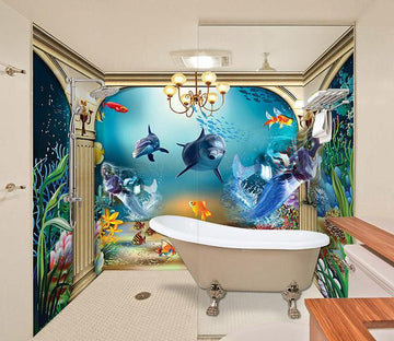 3D Ocean Mermaid Palace 7 Bathroom Wallpaper Wallpaper AJ Wallpaper 