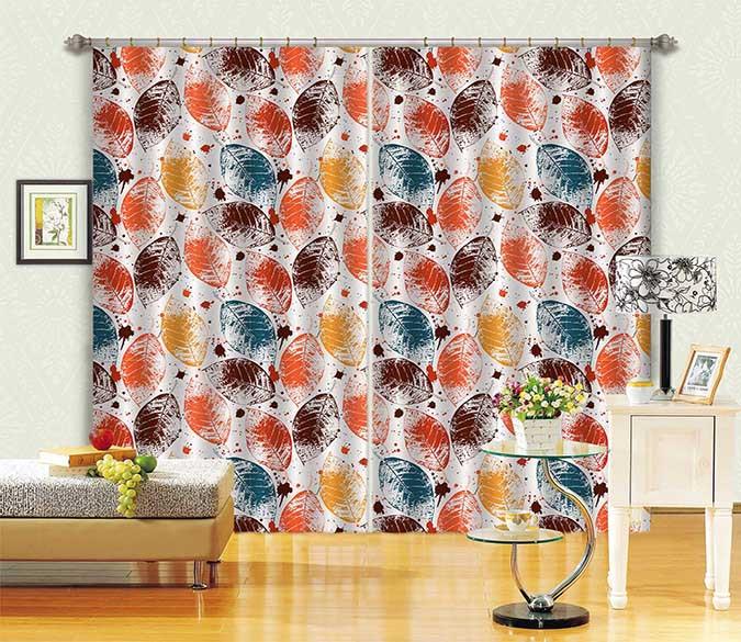3D Leaves Pattern 672 Curtains Drapes Wallpaper AJ Wallpaper 