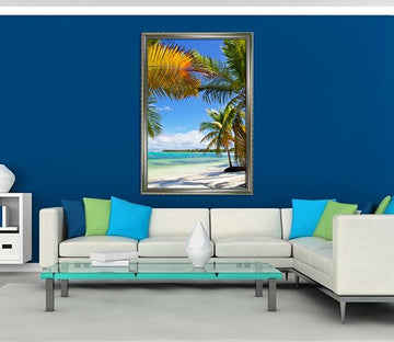 3D Coconut Beach 081 Fake Framed Print Painting Wallpaper AJ Creativity Home 