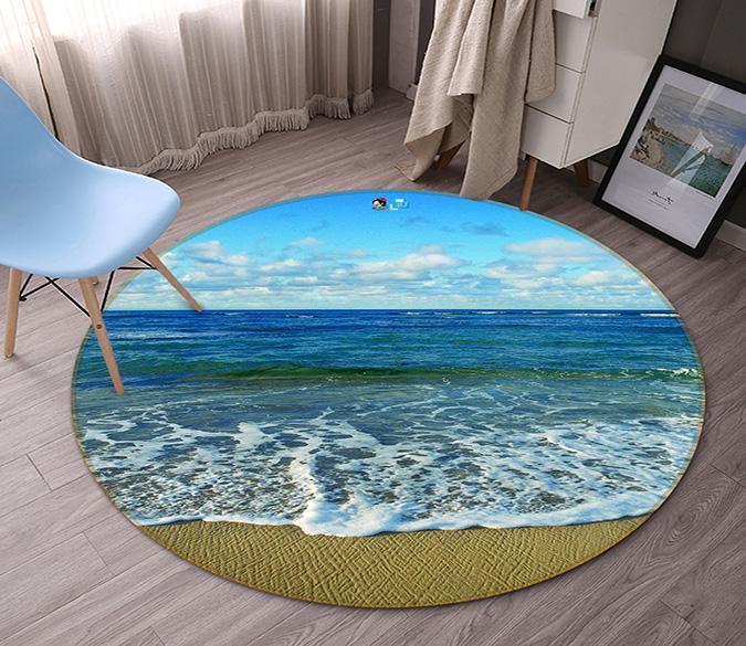 3D Pretty Blue Sea 136 Round Non Slip Rug Mat Mat AJ Creativity Home 