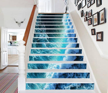 3D Pretty Wave Line 596 Stair Risers Wallpaper AJ Wallpaper 
