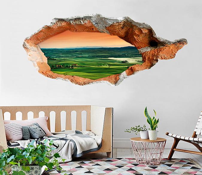 3D Vast Green Mountains 323 Broken Wall Murals Wallpaper AJ Wallpaper 