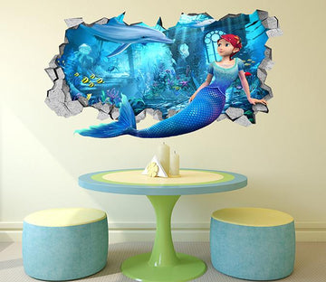 3D Seabed Mermaid 27 Broken Wall Murals Wallpaper AJ Wallpaper 